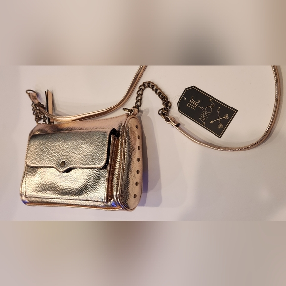 Gold Metallic y2k Studded Crossbody Purse New - Picture 5 of 10